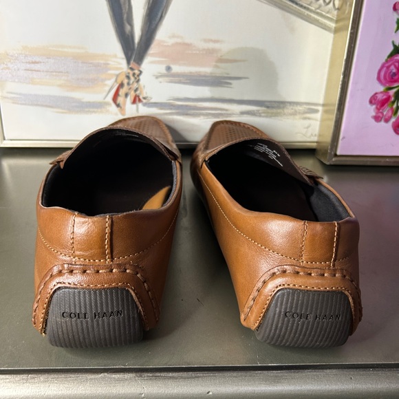 Like New! COLE HAAN Grand Laser Penny Driver Loafers 8.5W Browm Leather - Picture 5 of 7
